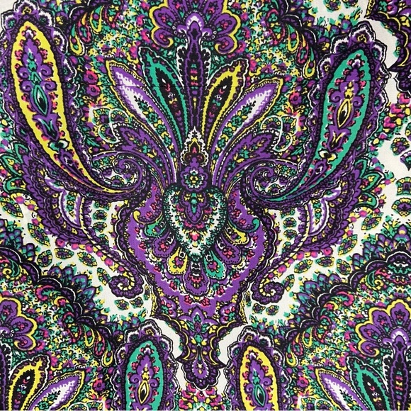 J. Crew Women's Pullover Long Sleeve Blouse‎ Puff Sleeves SMALL Purple Paisley - Picture 3 of 9